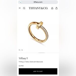Signature Tiffany & Co. ‘T Ring’ Yellow Gold w/ Diamonds